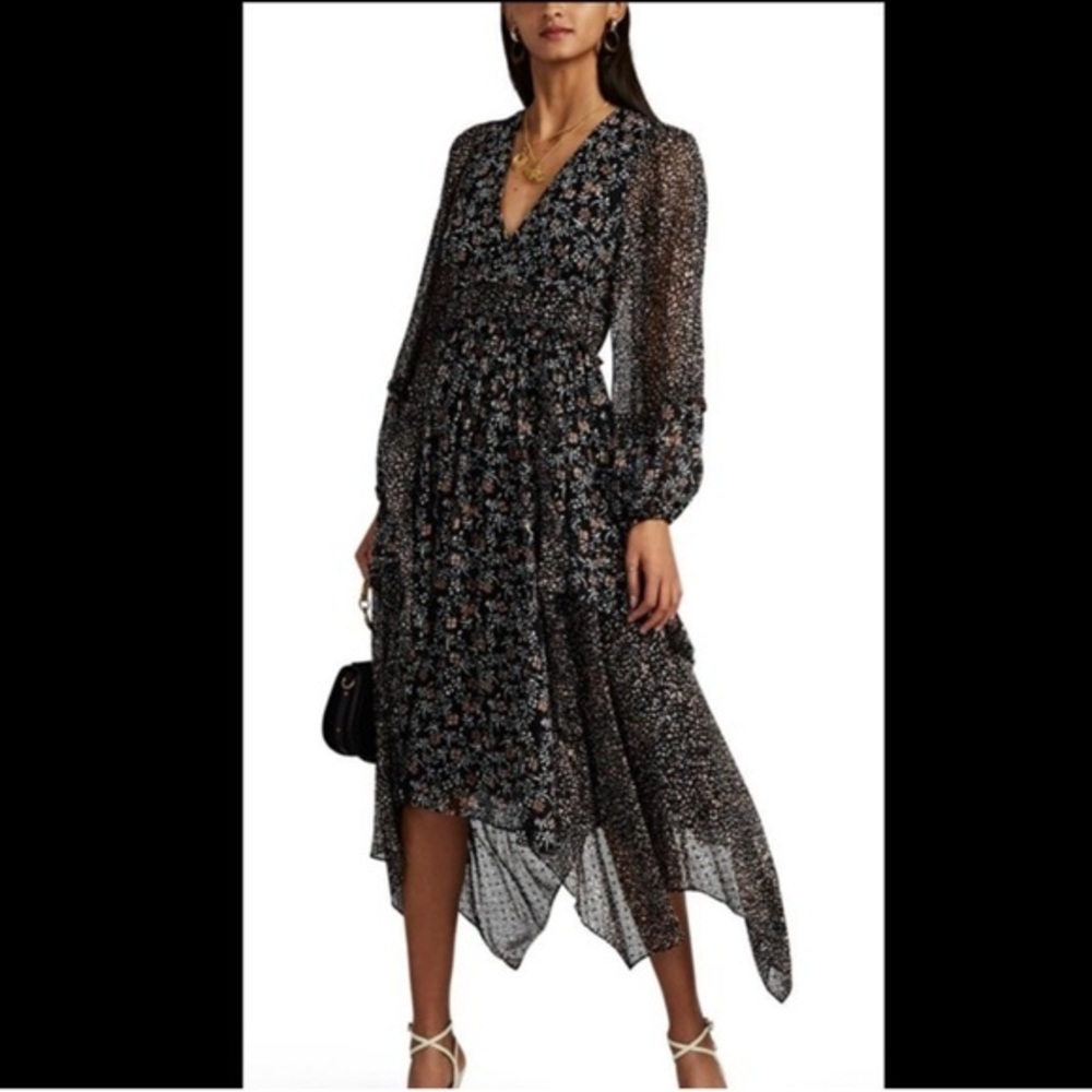 Ulla Johnson Primrose Silk Dress Long Sleeve Asymmetrical Dress